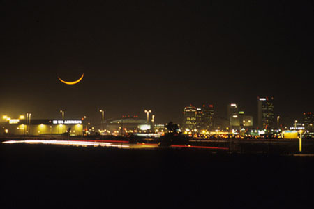Photo of crescent moon over Phoenix